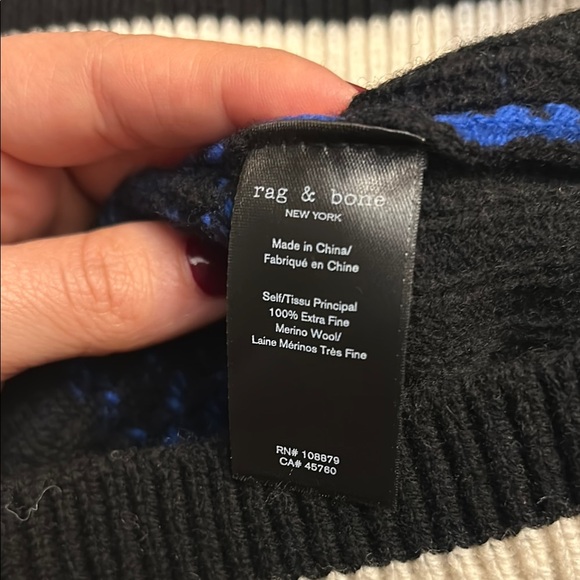 NWT rag and bone varsity V neck Blue and Black Checkered plaid women’s Sweater - Picture 7 of 7